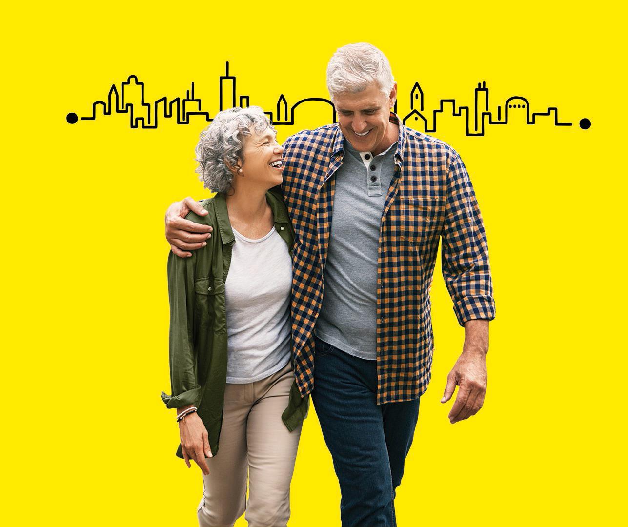 Social pair enjoying life with hearing aids